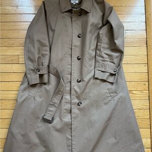 Ines de la Fressange x Uniqlo maxi oversized trench coat with underlining